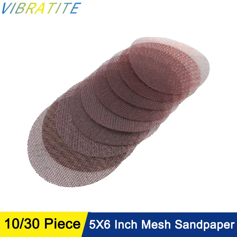 

5/6 Inch Mesh Sanding Discs 10/30 Pcs Assorted 60-1000 Grit Abrasive Dustless Sandpaper Assortment for Woodworking Hook and Loop