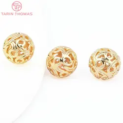 (2952)  10PCS 8.5MM  24K Gold Color Plated Brass Hollow Round Beads High Quality Diy Jewelry Accessories Wholesales