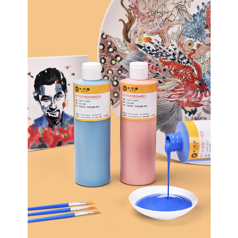 500ml Pottery Underglaze Painting Ceramic Pigments Medium Temperature Concentrated Color Agent  Lead-free and Non-toxic