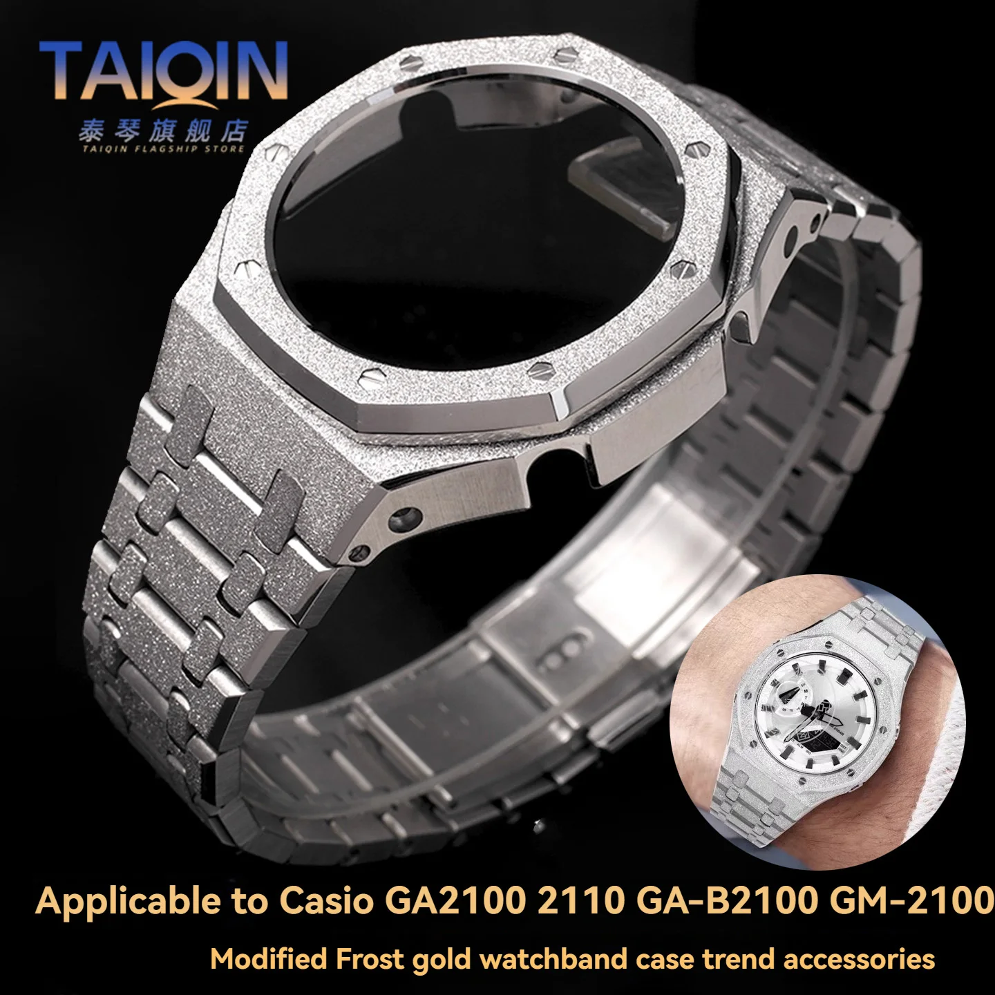 GA-B2100 Modified Stainless Steel Strap Case Set For Casio G-SHOCK GA2110 GA-2100 GM2100 Metal Set Accessories Bracelet Mod Kit