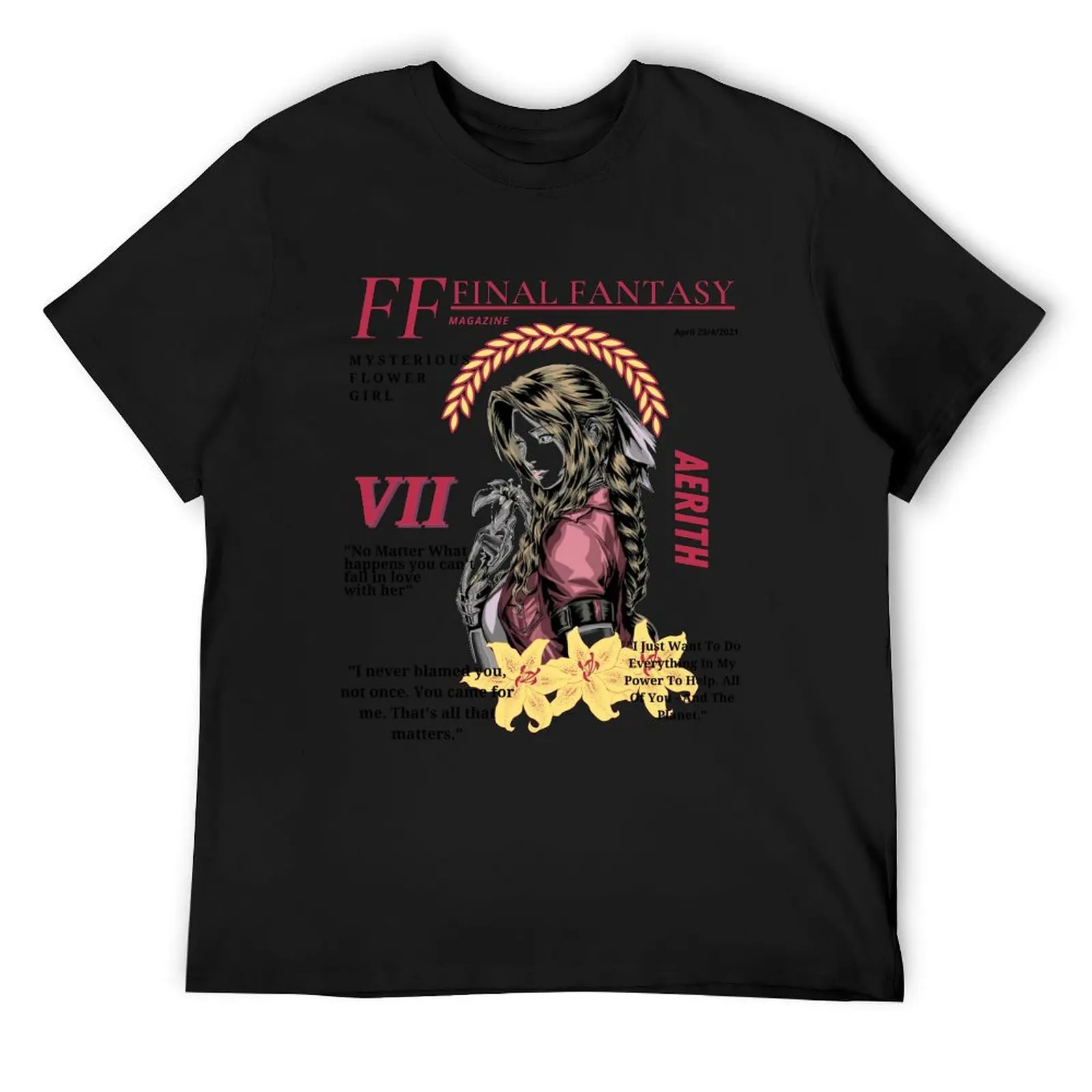 

Aerith Gainsborough FF7 Magazine T-Shirt croswit shirt man Funny t-shirts cheap stuff heavyweights men clothings