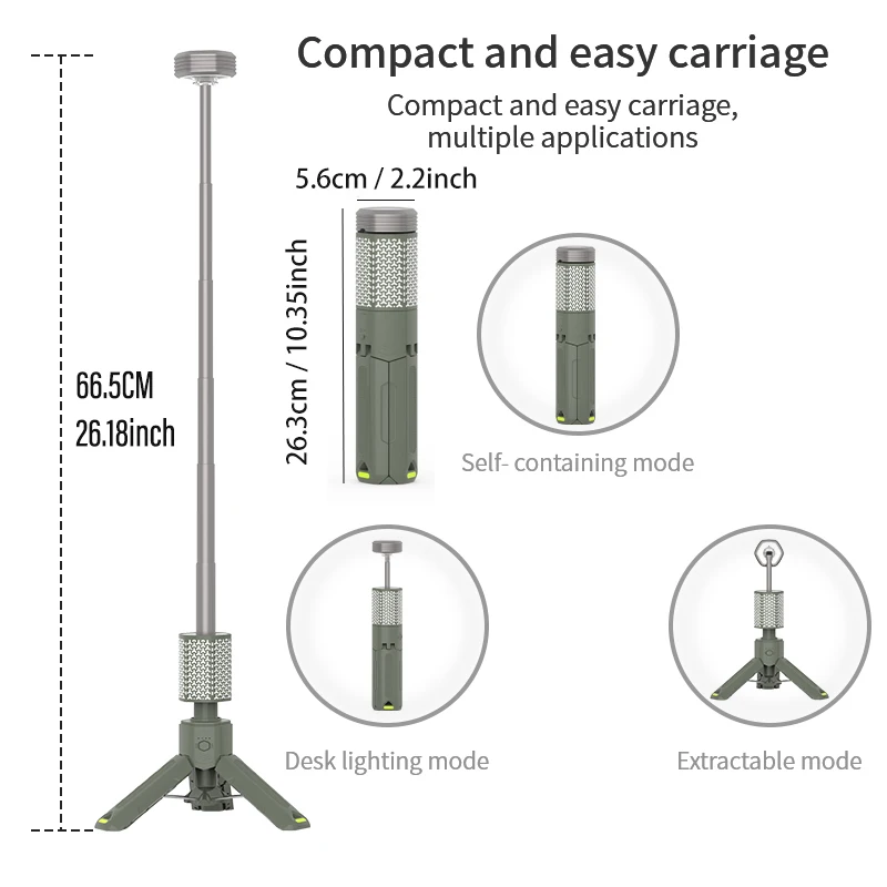 LED Outdoor Camping Lantern, UBS Rechargeable, Adjustable Color Temperature Outdoor Portable Lantern, IP65 Waterproof, Retractab