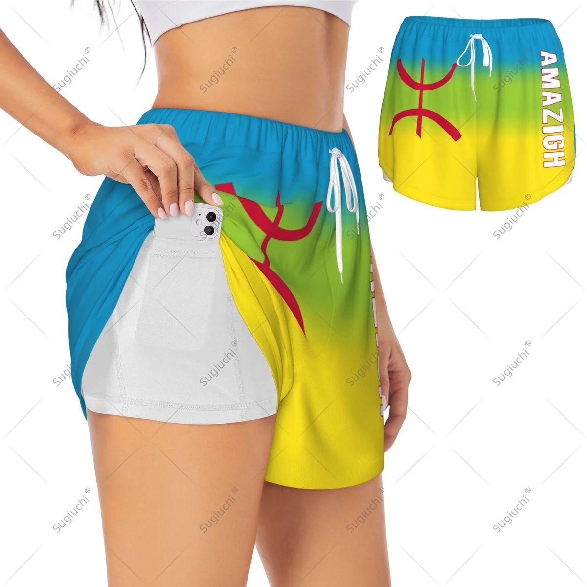 

Женские спортивные шорты с флагом амазигов-берберов для занятий йогой, бегом, пилатесом, фитнесом, легкие, для активного отдыха