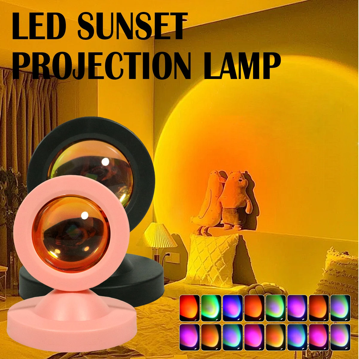 Sunset Light Lamp With Remote Control Rgb Ambient Usb Powered Led Mini Projector Atmosphere Photo Background Lampu Rainbow Mood