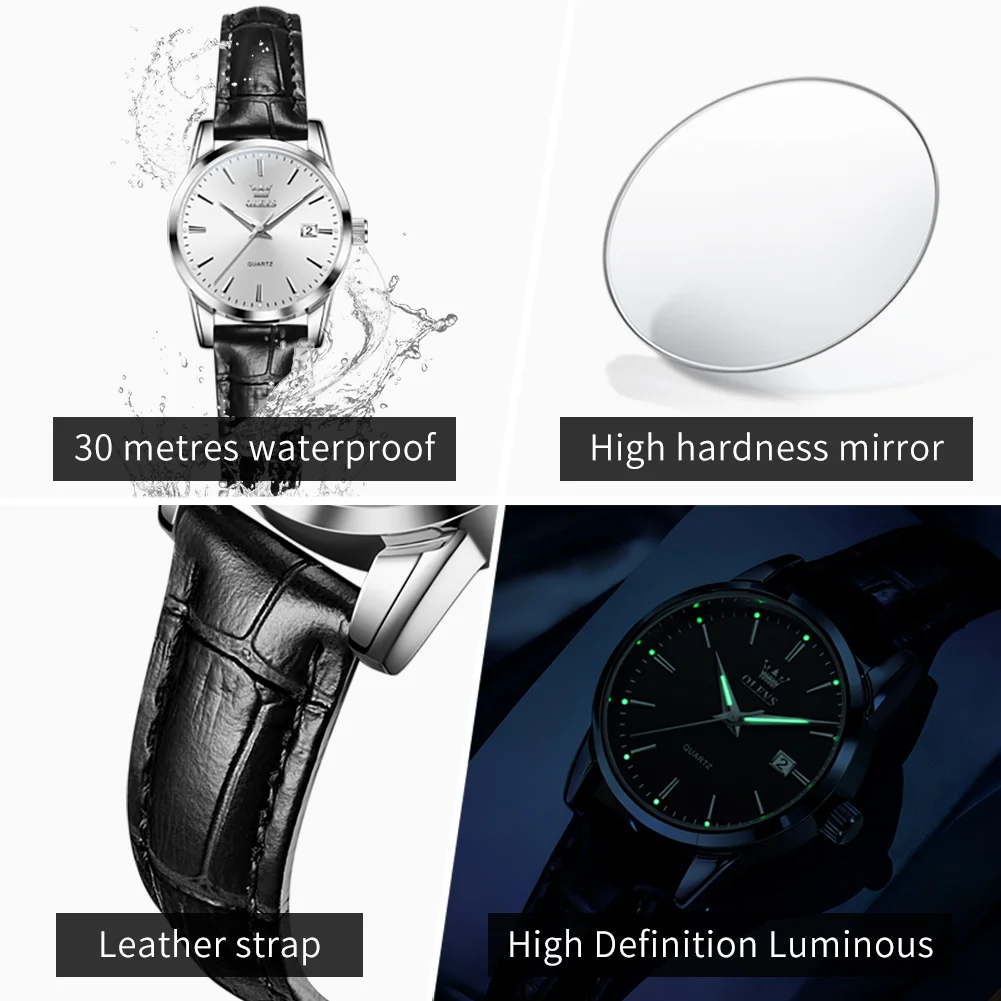 OLEVS 6898 Women Watch Original Quartz Watches Waterproof Luminous Date Watch Bracelet Set Ladies' Gift 2026 New Color Reloj view 5