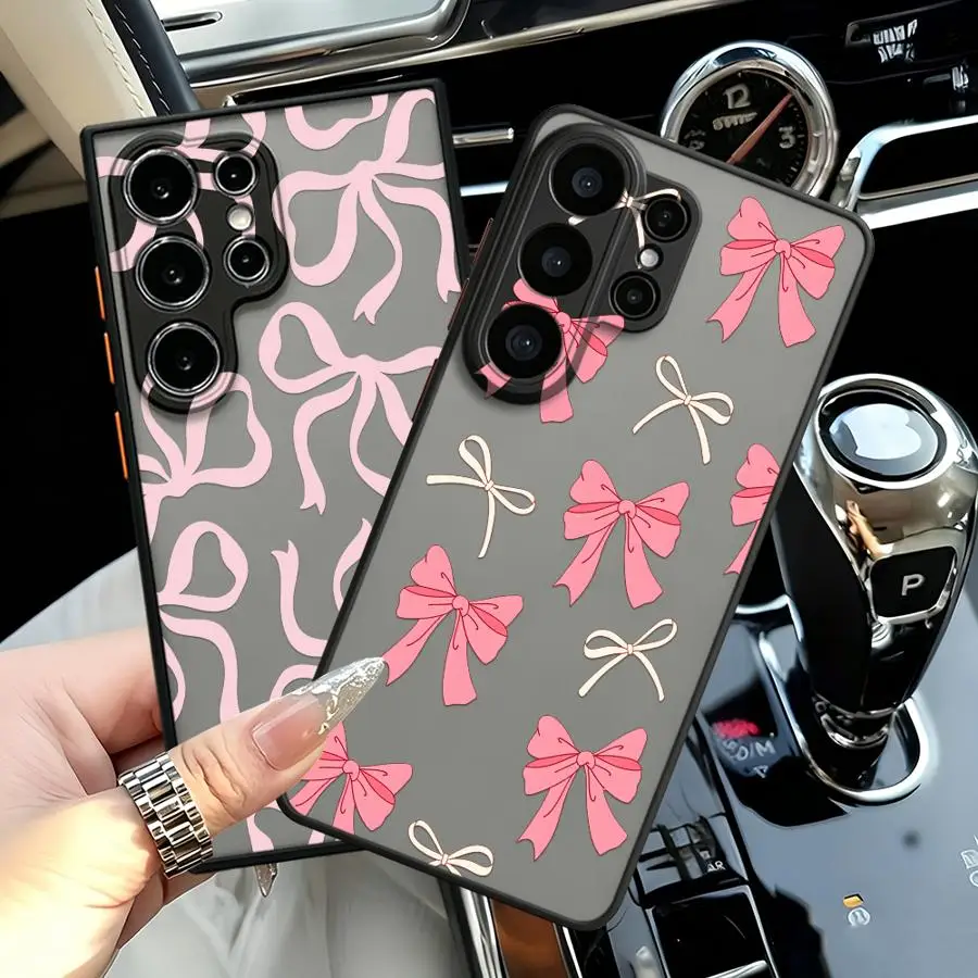 Case for Samsung Galaxy S26 S24 Plus S22 Note 20 Ultra 10+ S25 Ultra S20 FE S21 S23 FE Funda Back Phone Cover Cartoon Bow