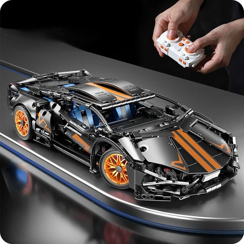 1280 PCS Technology 1:14 Black Supercar racing building blocks assembled brick car toy gift for boys birthday present