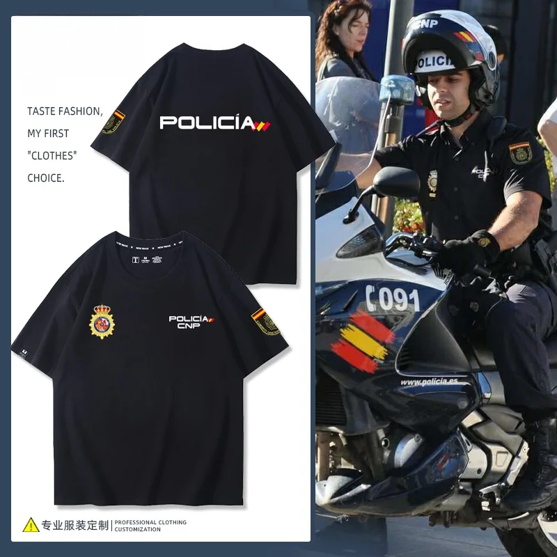 Policia Summer ort Sve Tactical Breathable Pure Cotton T-irt Base Layer Loose Fit Printed Workwear Sle round Ne