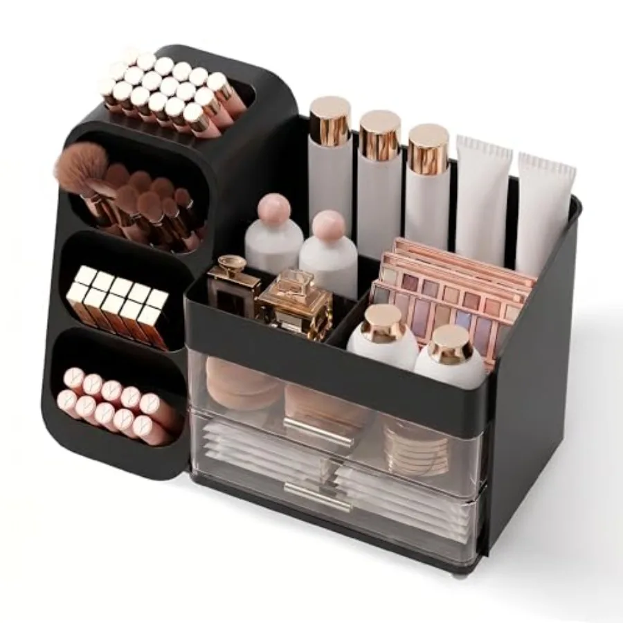 

Makeup Organizer for Vanity, Large Capacity Cosmetic Display Case with Drawers, Countertop Beauty Storage Holder for Skincare,