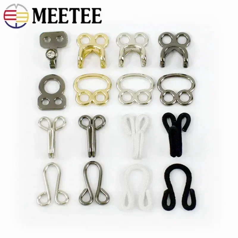 10/20Set Meetee Metal Invisible Pant Hook Mink Coat Hidden Buckle Trousers Skirt Garment Hooks Underwear Button Sewing Accessory