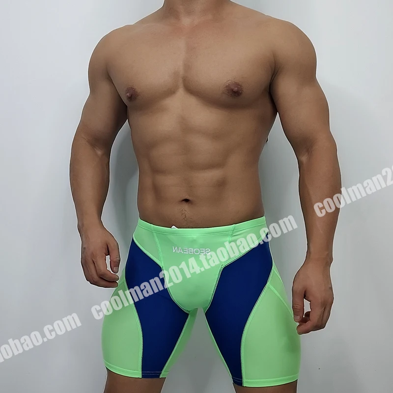 Zomer Lente Glossy Plus Size Badmode Shorts Heren Sport Sexy Brief Print Fitness Gymbroek Zwembroek