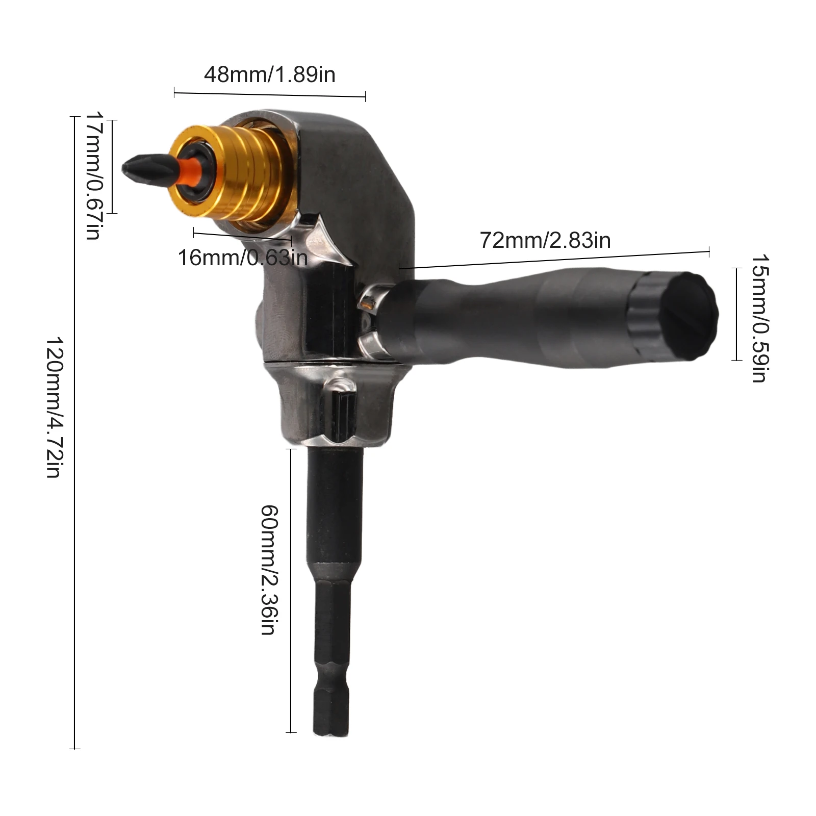 

Шестигранная отвертка, самоблокирующаяся угловая отвертка для проектов DIY, высокая прочность и твердость для бит с шестигранным хвостовиком
