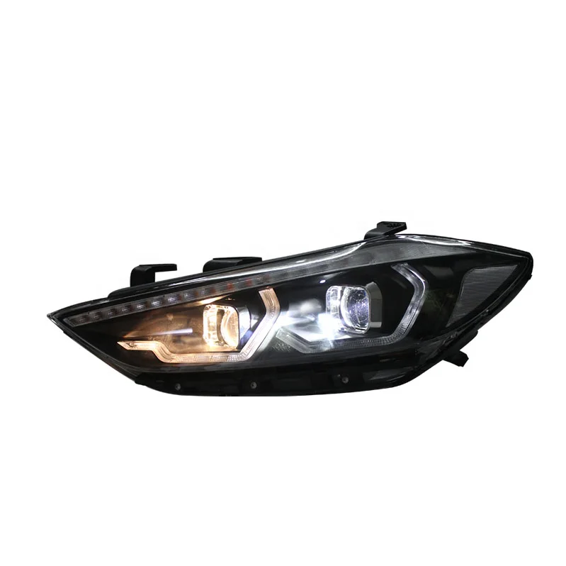 

For Hyundai Elantra headlight 16-19 assembly modified LED daytime running lights running water turn lights double light lens