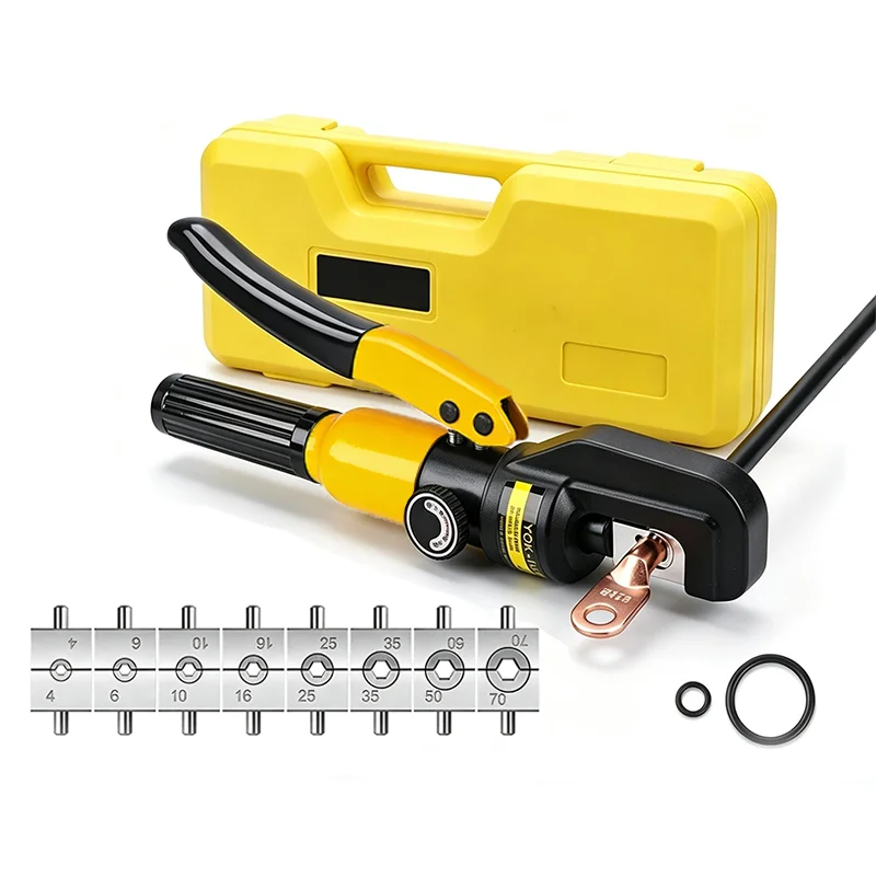 8T Hydraulic Crimping Tool Hand Cable Lug Crimper Plier,4‑70mm² Crimping Range with 4/6/10/16/25/35/50/70mm² Dies,Manual Hydraulic Crimper for Electrical Terminal Wire Cable Wiring Connection DIY Home Electrician Repair Work Tool