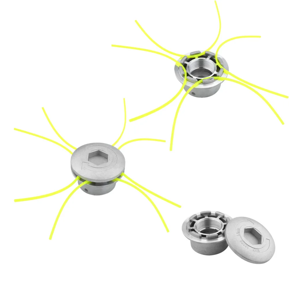 Cabezal Universal de aluminio para cortacésped, desbrozadora con 4 líneas, hilo de nailon, color plata