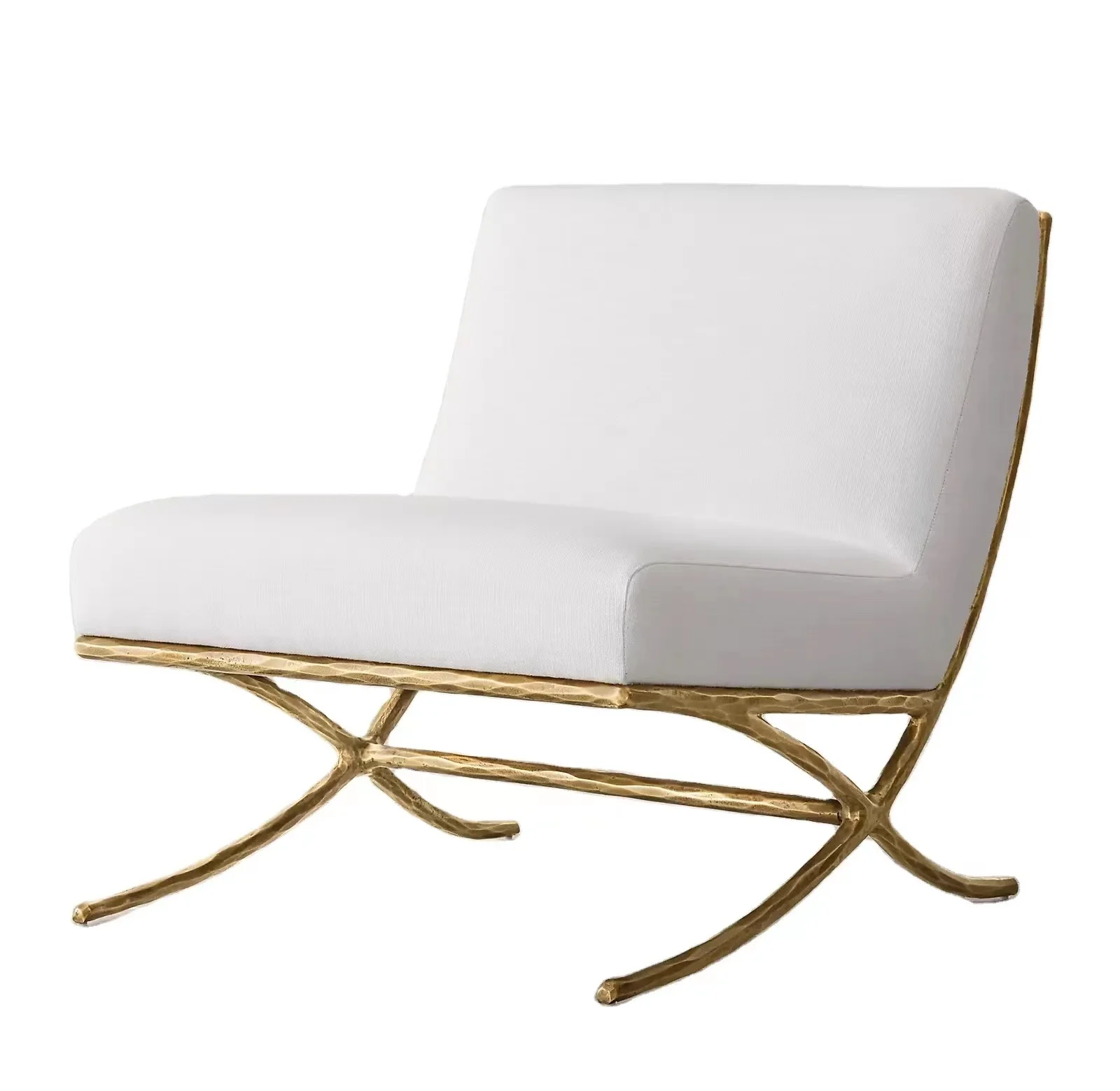 أثاث غرفة المعيشة مزورة النحاس المخملية النعال كرسي معدني الساق الجلود الحديثة كرسي غير رسمي #4