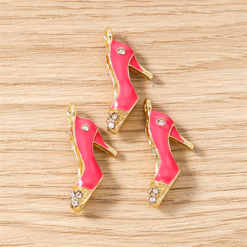 10 Stück 11x23mm Niedliche Emaille High Heels Anhänger für die Herstellung von Ohrhängern, Halsketten, Armbändern, DIY-Bastelarbeiten, Schmuckzubehör – Detail 5