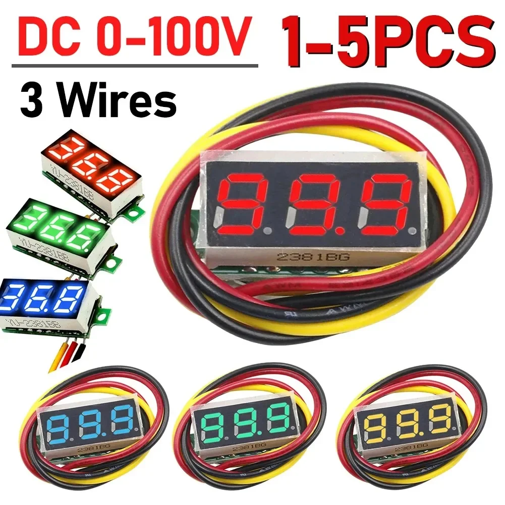 28 Inch Digital Voltmeter 3 Wires DC 0V-100V Three Lines Digital Voltage Tester LED Screen Display Accurate Pressure Measurement