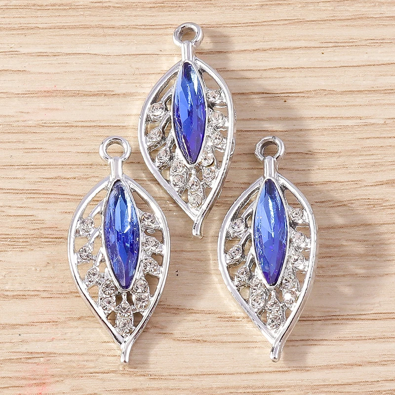 10 stücke 13x30mm Delicate Kristall Baum Blatt Charme für Schmuck Machen Frauen Mode Ohrringe Halsketten DIY armband Handwerk Geschenk – Detail 11
