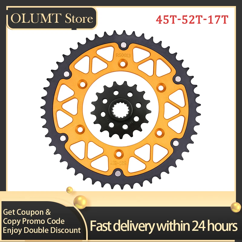 Road Passion Motorcycle 45T-52T 17T Front & Rear Sprocket For 690 620 640 LC4 Rally SM SMC SMR 790 890 Adventure R