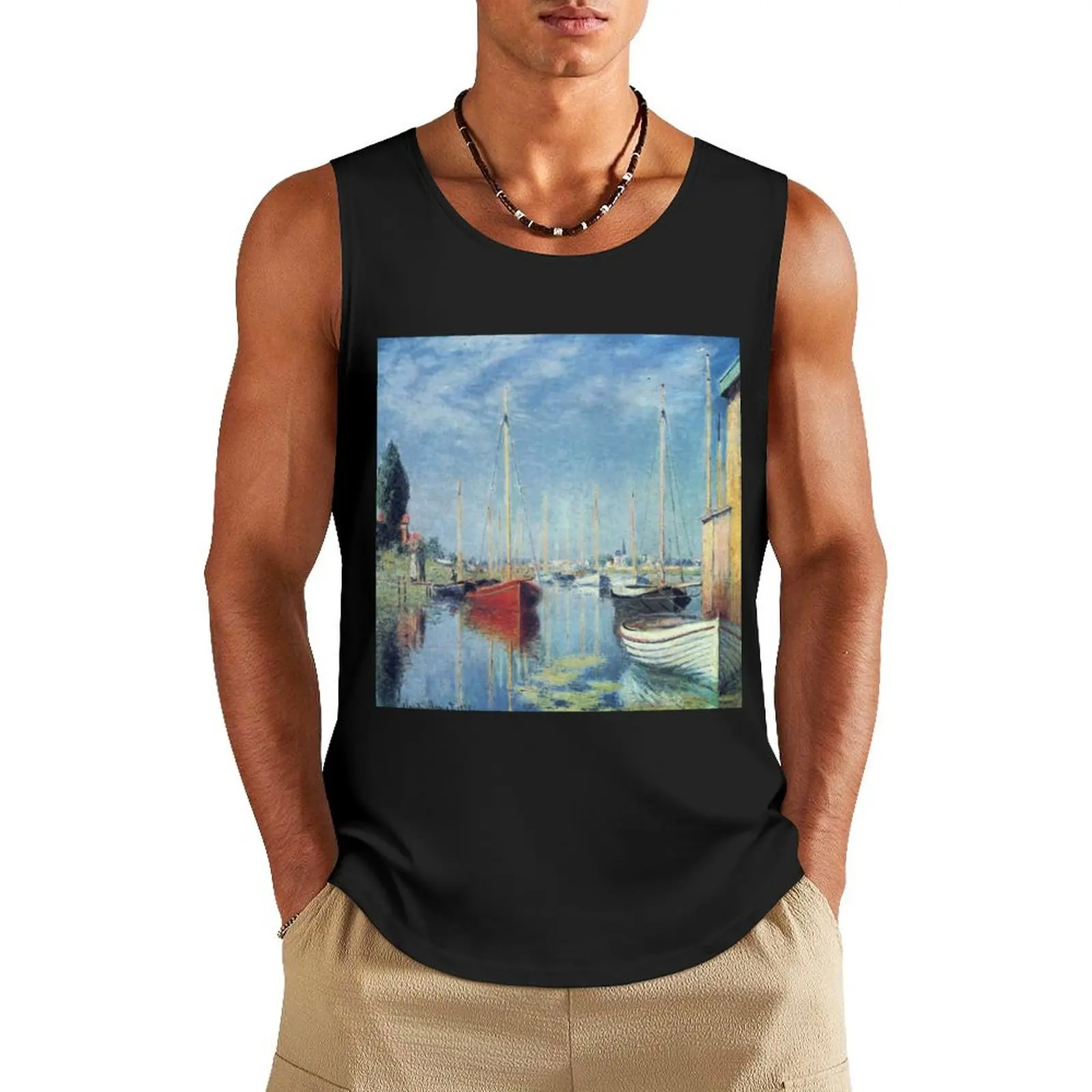 Argenteuil Yachts 1875 - Claude Monet Argenteuil Artwork Tank Top bodybuilding t-shirt T-shirt sports