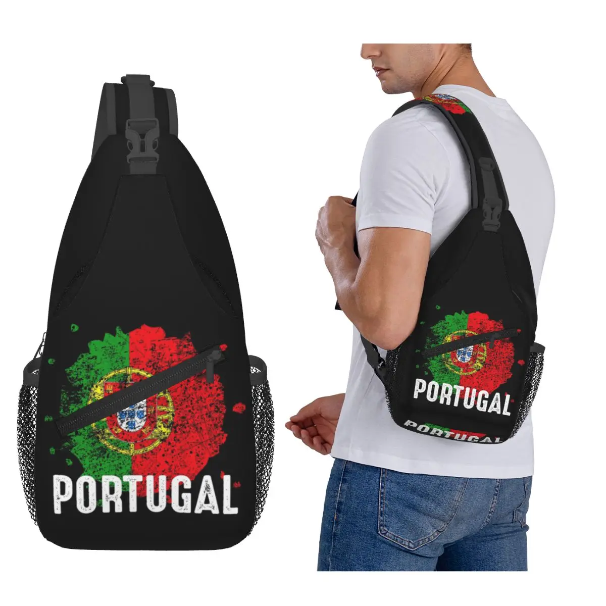 

Flag Of Portugal Chest Bag Men Sling Crossbody Backpack Chest Bag Travel Hiking Daypack Shoulder Bag