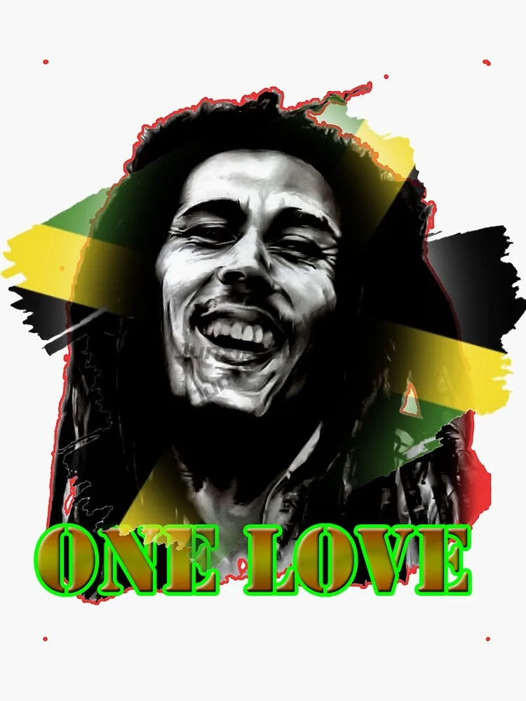 Jamaican One Love Heart Reggae Rastafari Bob Marley Jamaican Flag Map Sticker for Bumper Laptop Decal