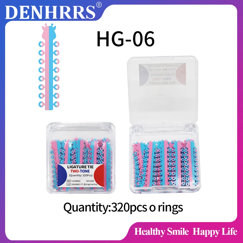 Two Tone 320Pcs/Box 20Sticks Dual Color Dental Orthodontic Ligature Tie Elastic Rubber Ties