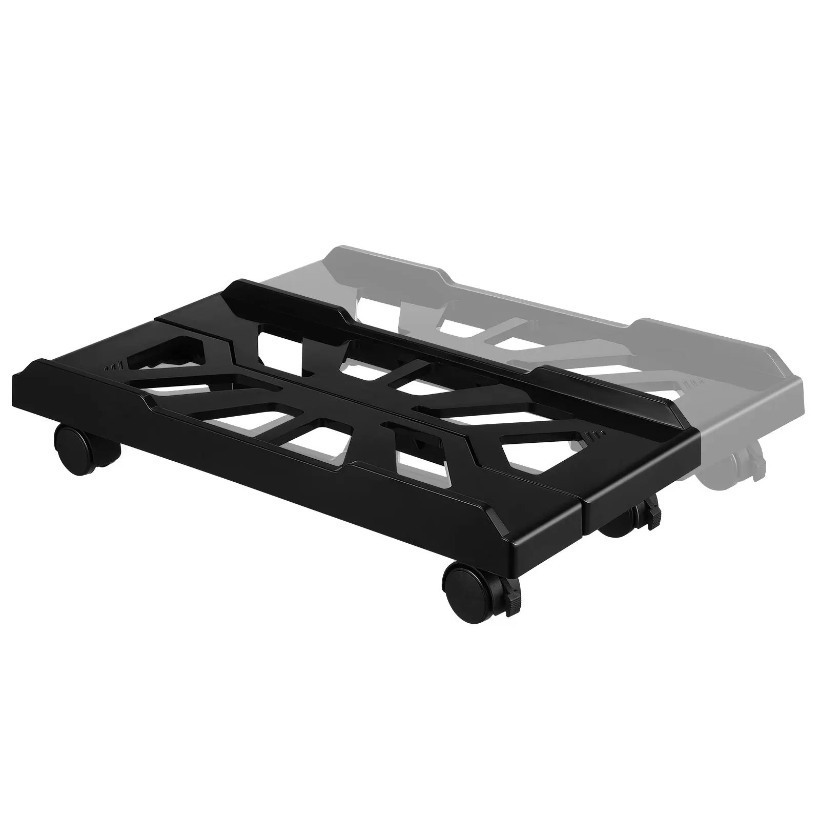 

Adjustable Computer Tower Stand Black ABS Material Under Desk CPU Holder Gaming PC Mobile Riser Sturdy Construction Easy