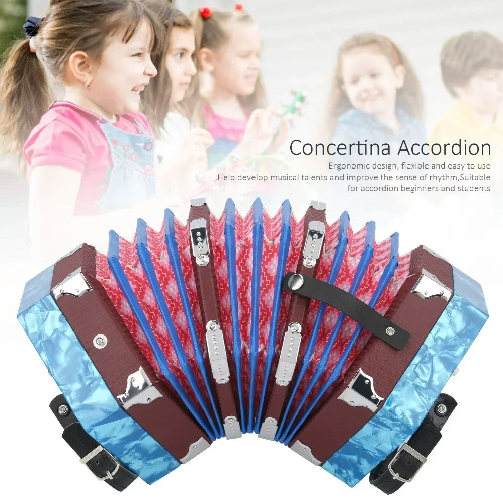 Concertina Accordion Portable Professional for Adults Musical Instrument SuppliesSky Blue