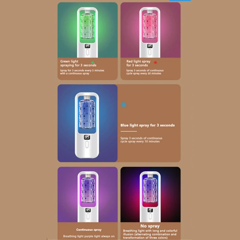 Diffuser Fragrance Essential Oil Aromatherapy Machine Timing Air Freshener Colorful Light Living Bedroom Toilet Durable