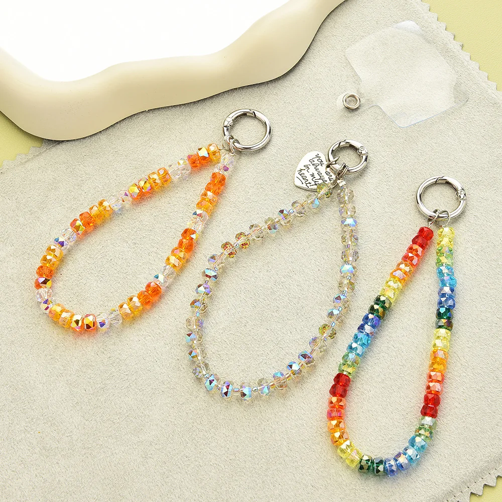 

Fashion Crystal Phone Chain Hanging Decoration, Handmade Bead Bracelet, Phone Case Decoration Accessories