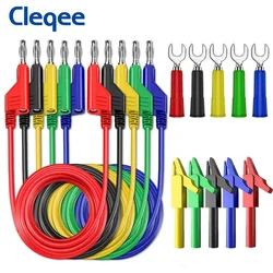 Cleqee P1036A 4mm Banana to Banana Plug Multimeter Test Lead Kit PVC Wire Alligator clip U type Spade Plug Automotive Tool Set