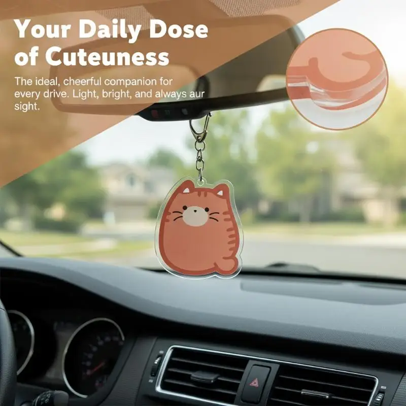Cute Cat Acrylic Pendant Keychain Durable Scratch Resistant for Friends Housewarming Gift Key Ring Accessories