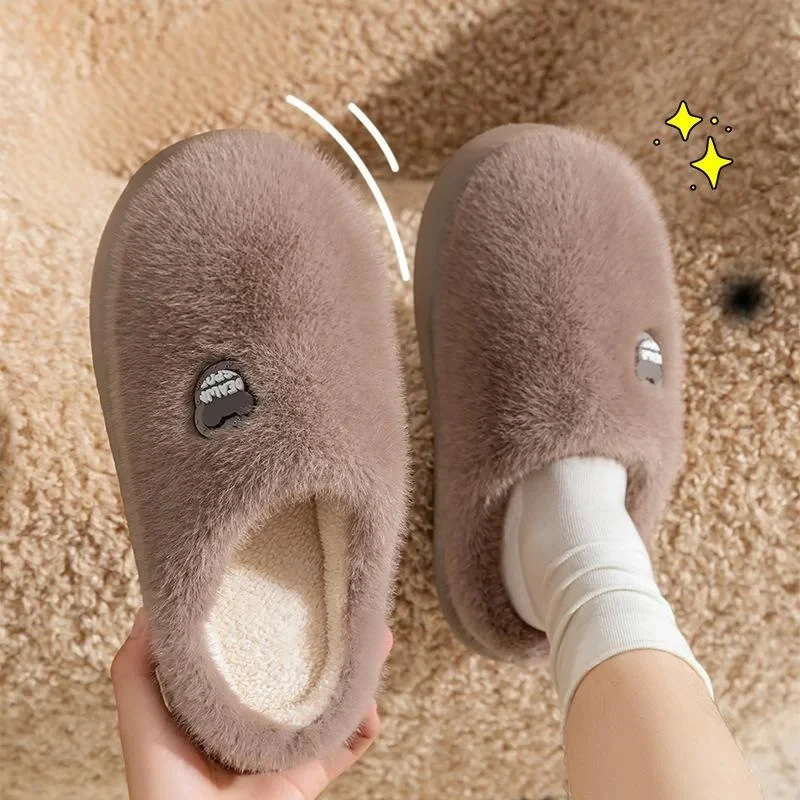 Winter Plush Couple Slippers for Men & Women Ultra Soft Memory Foam Cloud Comfort Non-Slip Thick Sole Indoor/Outdoor House Shoes