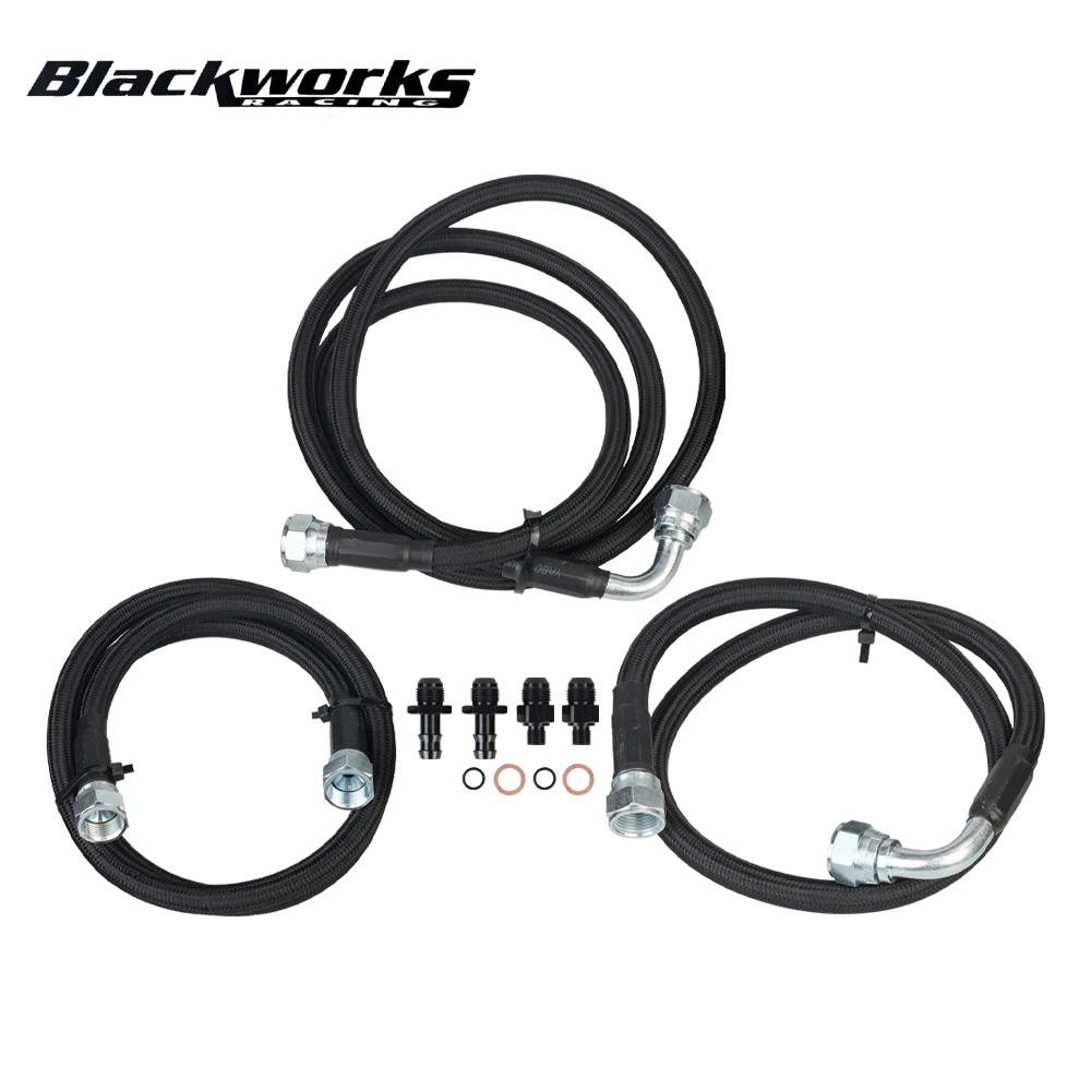 48RE Stainless Steel Transmission Cooler Lines Kit For 2003-2007 Dodge Ram 2500 3500 Cummins 5.9L