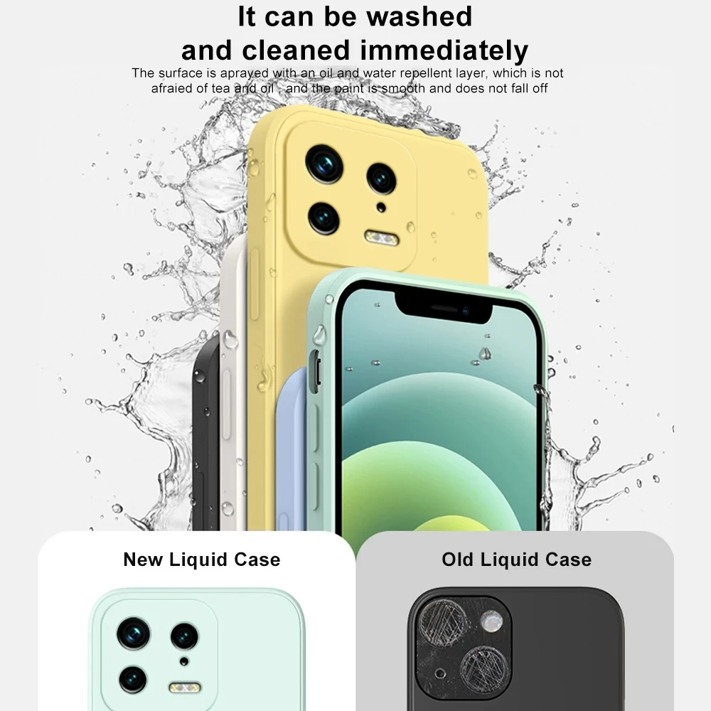 For Xiaomi 13 Case Square Liquid Silicone Camera Lens Protector Phone Cases For Xiaomi Mi 13T 13T Pro Mi13 Pro Ultra  Soft Cover