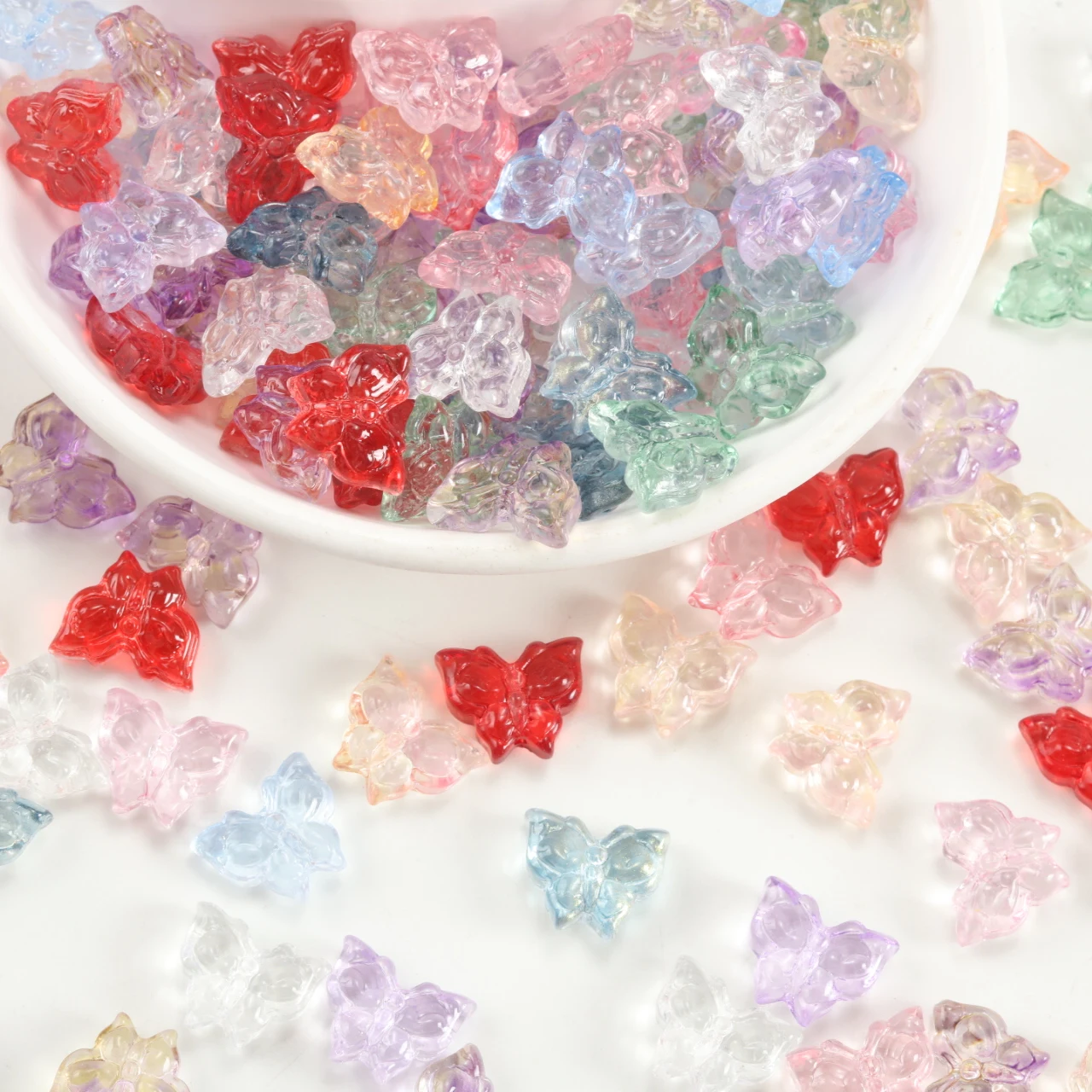 12x15mm Multicolor Translucent Swallowtail Butterfly Glass Beads Loose Spacer Beads for DIY Bracelet Earring Necklace Jewelry