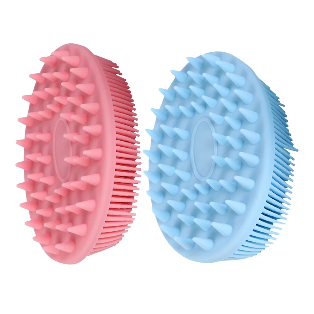 1 conjunto de silicone massageador do couro cabeludo dupla face shampoo escova macia banho do bebê massagem ferramenta de limpeza de cabelo cabeça massageador do couro cabeludo