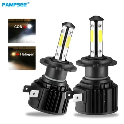 2 adet LED far ampulleri 4 tarafı H11 H7 9005/HB3 9006/HB4 H8 H16JP 6000K beyaz otomatik far mavi 12V dört parlak yüzeyli F8