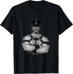 Gay Leather Men Design - Muscle Daddy Bear with Harness T-Shirt