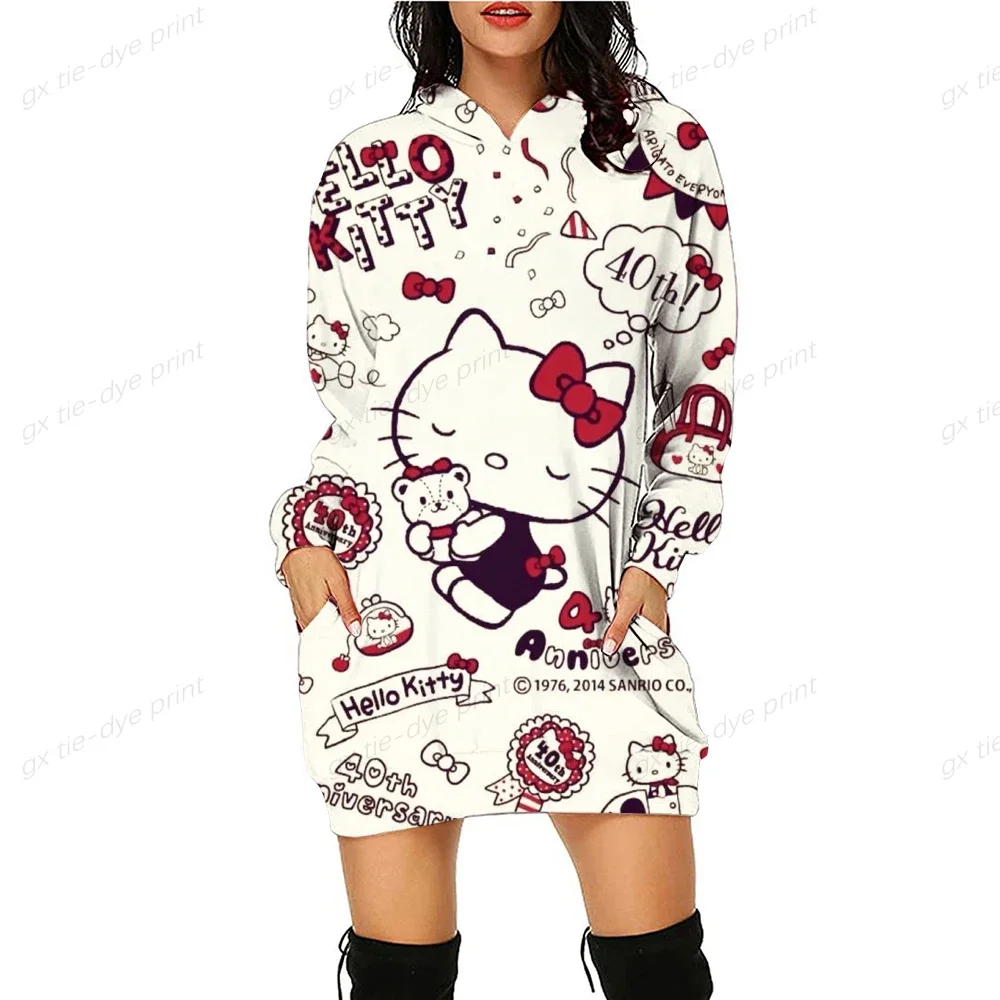 Women Hoodie HELLO KITTY Print Sweatshirt Brand Long Sleeves Hoodies Casual Elegent Cute Ladies Pullovers Hoodies Dress Autumn