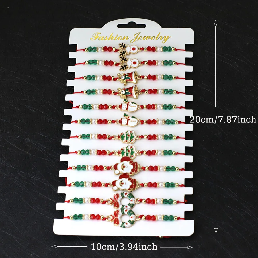 الاقتصادية 12 قطعة/دزينة عيد الميلاد سلسلة سلسلة سوار للجنسين قابل للتعديل عقدة عناصر المهرجان سوار مجوهرات الصداقة الطرف #4