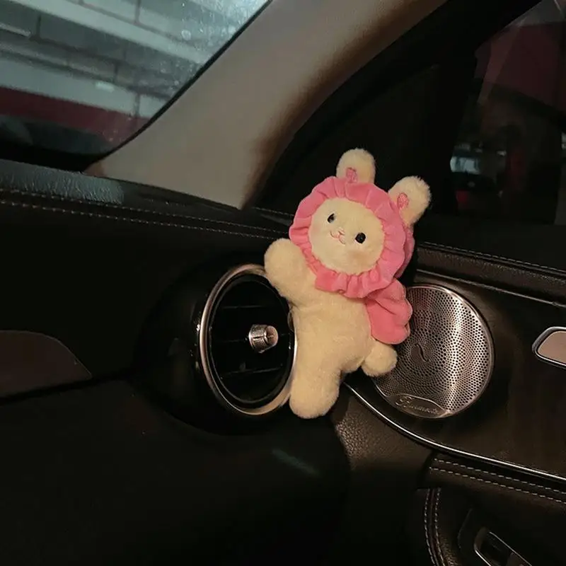 Dash Ornament Cute Animal Plushies Car Ornament Rearview Mirrors Decor Car Interior Decor Plush Dolls For Automobiles Car