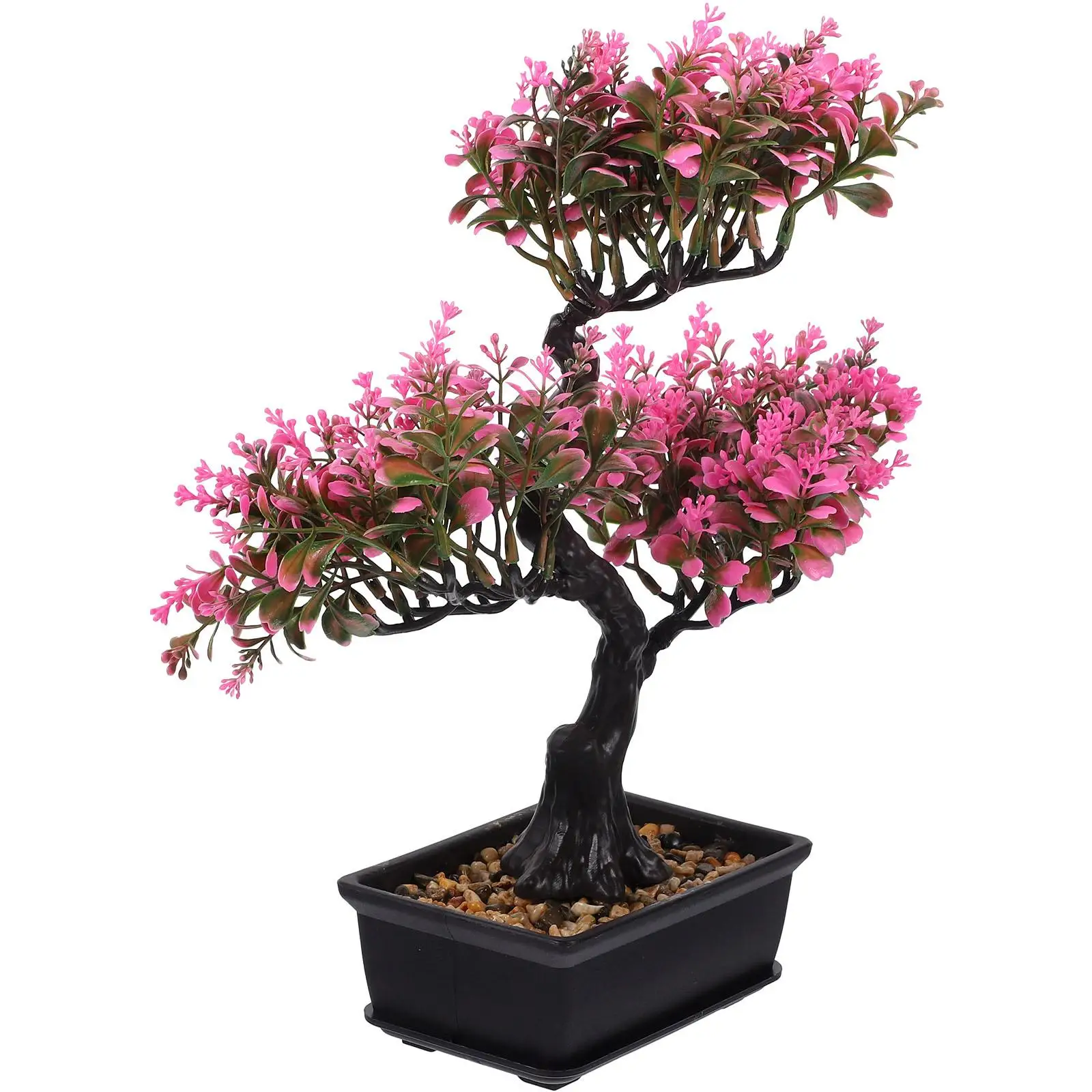 

Fake Bonsai Tree Artificial Plant Flower Pot Adornments Potted Imitation Ornaments Pink Plastic