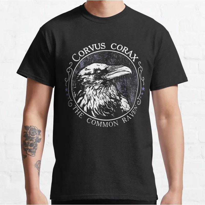 Corvus corax - The Common Raven Viking Norse Mythology Nordic Raven odin valhalla animal T-shirt Large size Adult S-6xl Tops