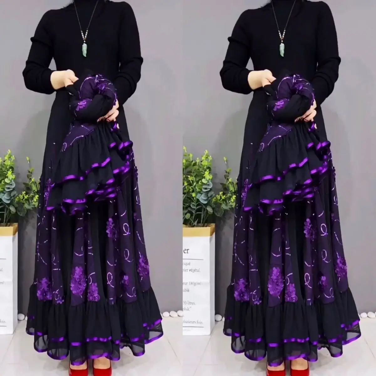 Four Season Versatile Hanging Skirt Dance Big Swing Skirt Modern Square Dance Skirt Middle-aged And Elderly Mother Skirt