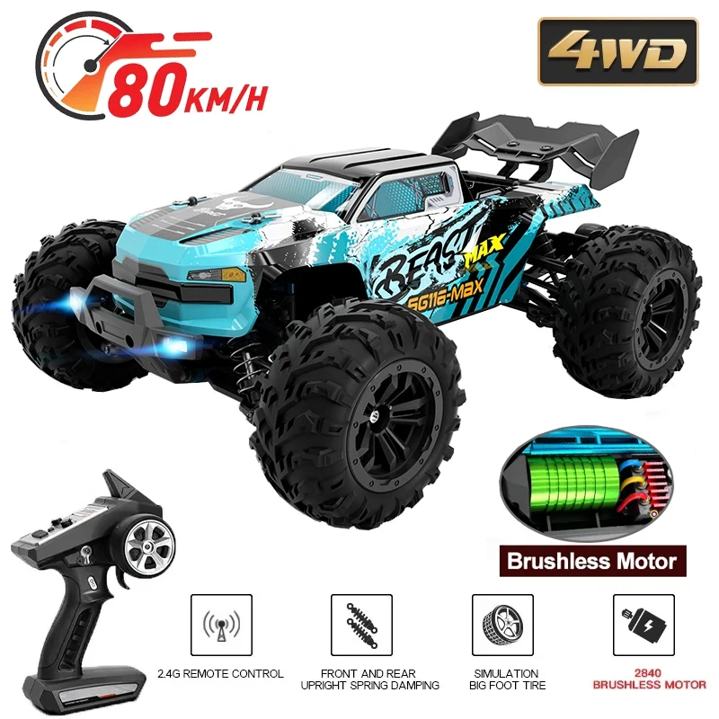 

1:16 4WD RC Car High Speed Off-Road Drift Brushless Monster RC Cars 80KM/H Professional Racing Car 2.4G Remote Control Car Toys