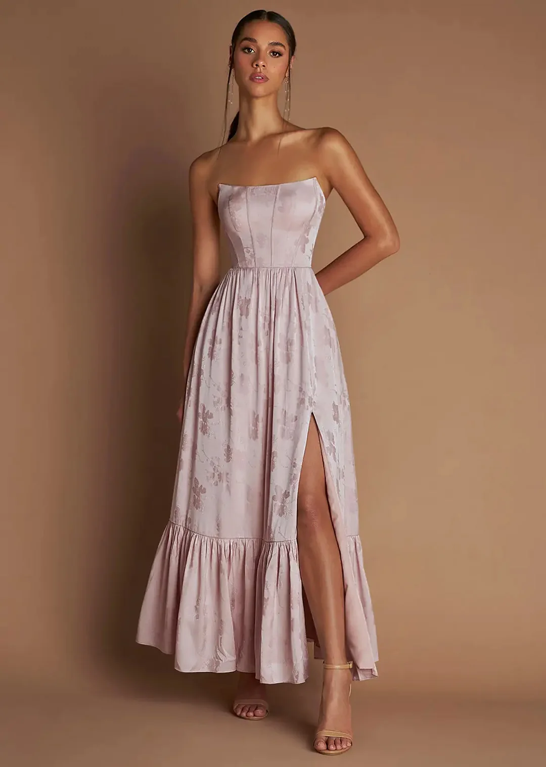 

Floral Print Midi Sundress Elegant strapless Strap Flowy Dress Aussie Summer Women Boho Chic Beach Dress