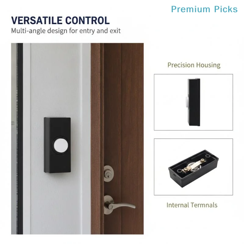 portableWall Mounted Doorbell Switch Smooth Surface Plastic Push Button Replacement with Screws for Home Front Porch
